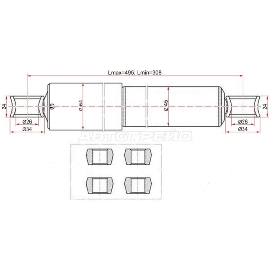 Амортизатор задний TOYOTA DYNA 200/TOYOACE G25 95-05 лев=RH SAT