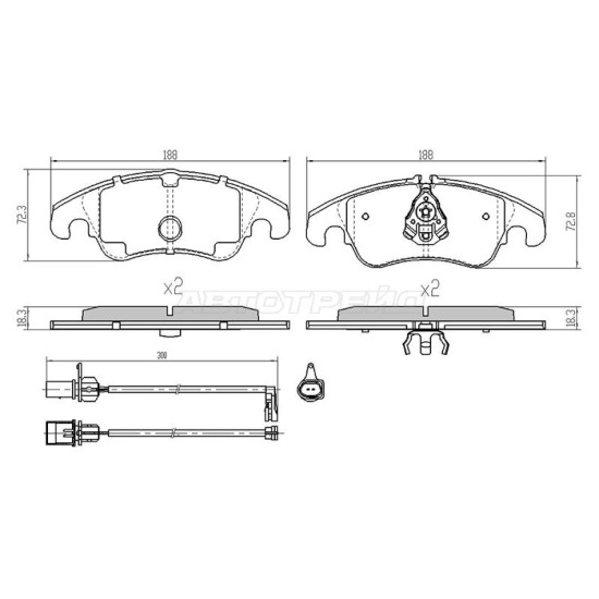 Колодки тормозные перед FORD FOCUS DB# 09-11/ AUDI A4 08-/ A5/S5 09-/ A6/S6 09-11/ Q5 08- SAT