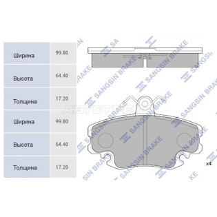 Колодки тормозные перед RENAULT LOGAN 04-/LADA LARGUS 12- SANGSIN BRAKE