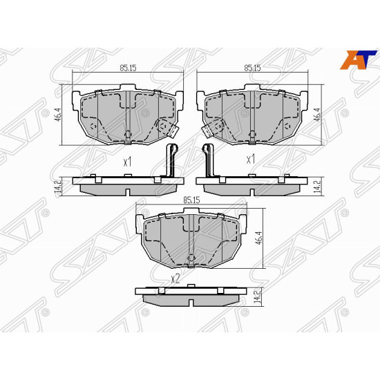 Колодки тормозные зад HYUNDAI ELANTRA 00-06/COUPE 01-09/TIBURON 06-09 SAT