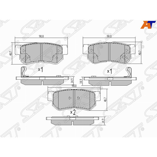 Колодки тормозные зад HYUNDAI GETZ 05-09/SANTA FE 01-06/SONATA 04-09 SAT