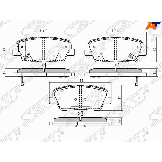 Колодки тормозные зад HYUNDAI SANTA-FE 12- SAT