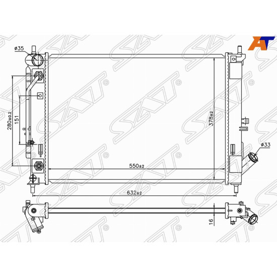 Радиатор HYUNDAI ELANTRA 13-16/CERATO 16-18 SAT