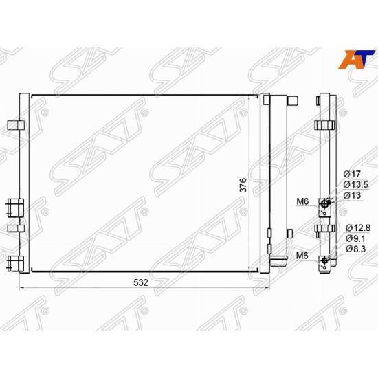 Радиатор кондиционера HYUNDAI I20 09- SAT