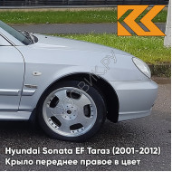 Крыло переднее правое в цвет кузова Hyundai Sonata EF Тагаз (2001-2012) S09 - Серебристый - Серебристый, с отверстием под повторитель